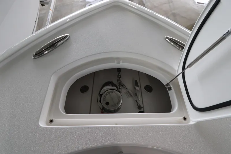 Slide: The Image of 2025 Valhalla Boatworks V-29 Hybrid anchor compartment with open hatch. - 7