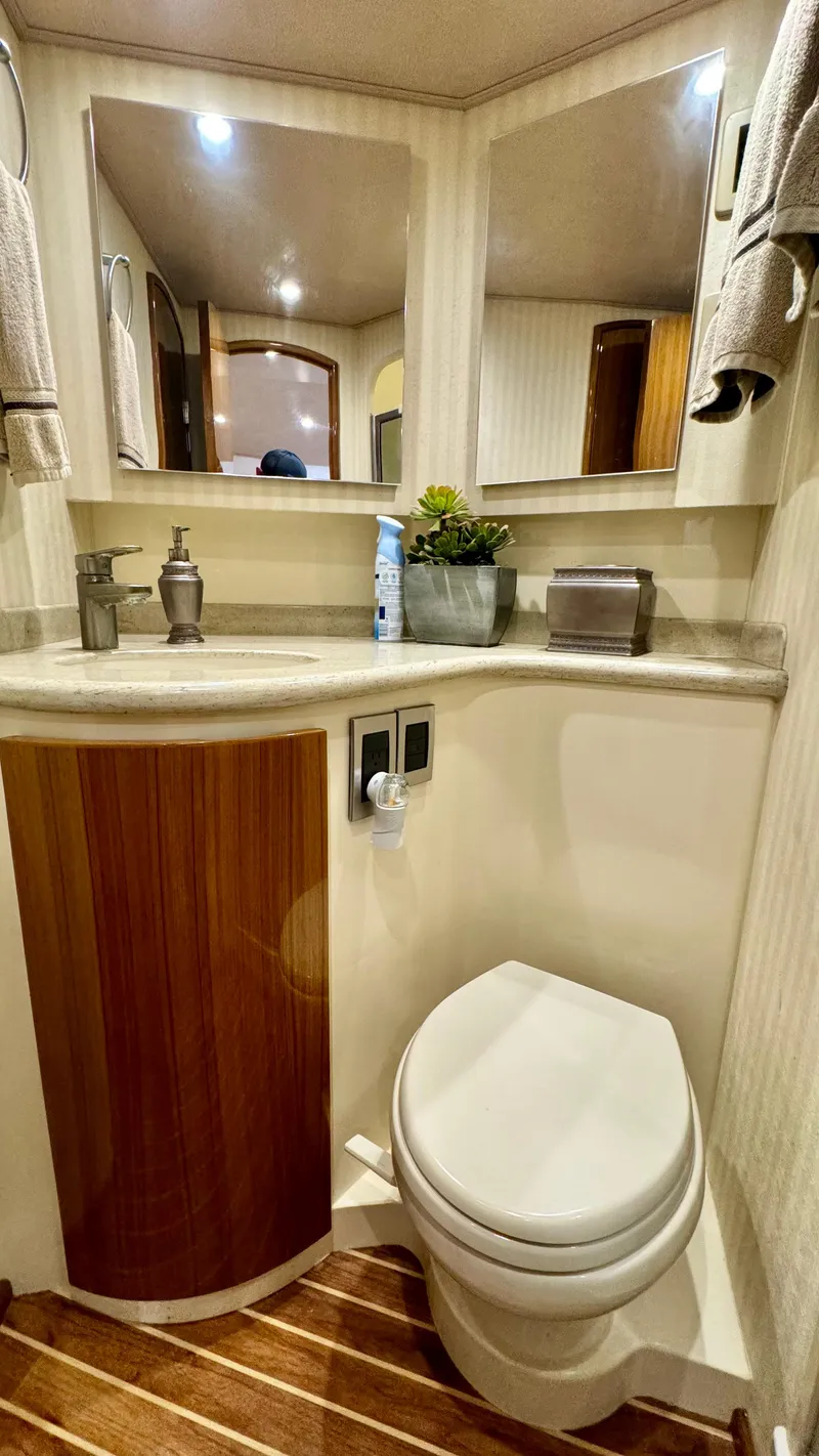 Slide: The Image of Luxurious bathroom in a 2012 Viking 42 Open yacht. - 18