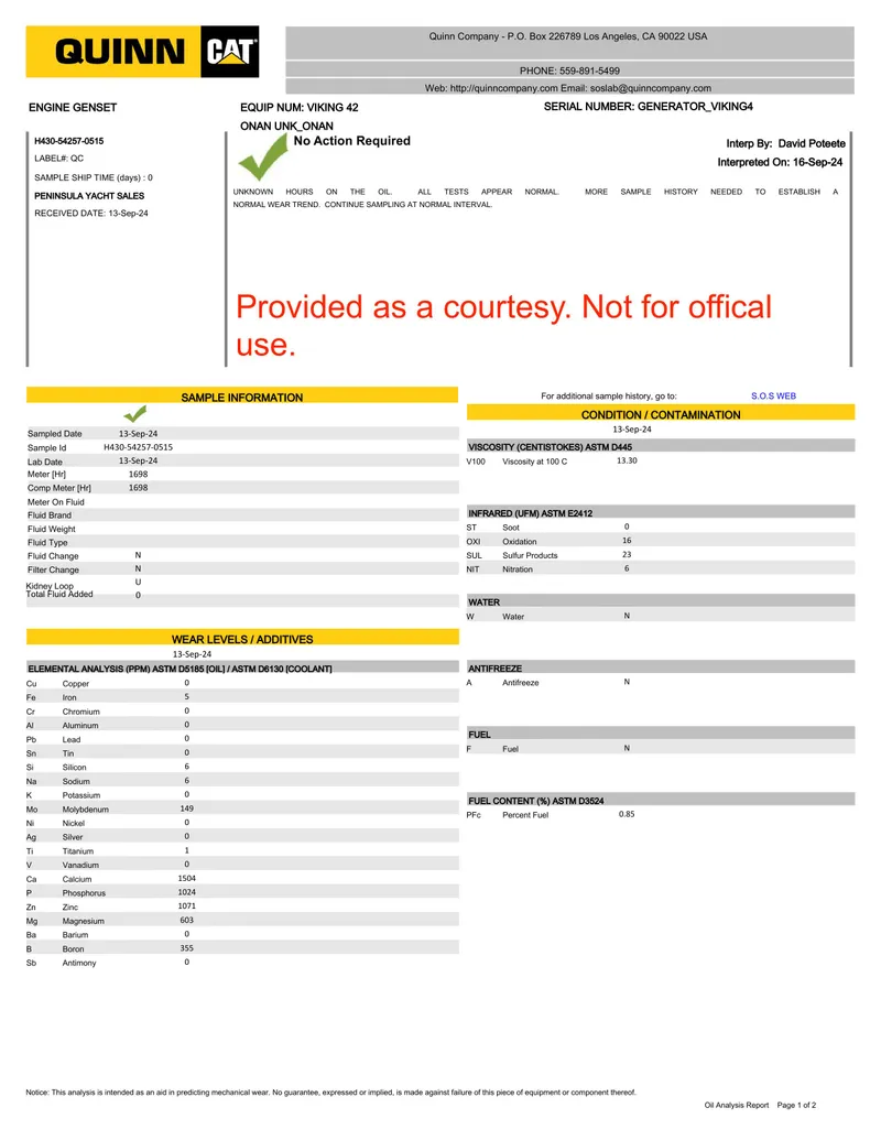 Slide: The Image of Quinn CAT document for Viking 42 Open, 2012. - 44