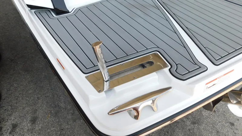 Slide: The Image of 2018 Monterey 378 SE boat deck with cleat and handle detail. - 26