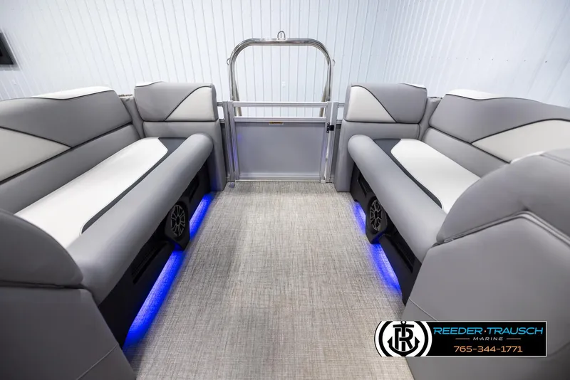 Slide: The Image of 2025 Avalon VEN QL interior with gray seating and blue LED lighting. - 15