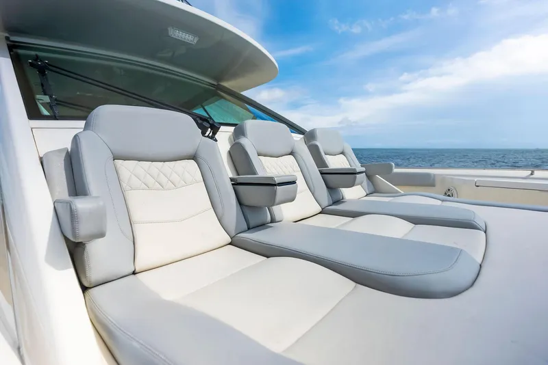 Slide: The Image of Luxurious seating on 2022 Scout LXF boat with ocean view. - 20