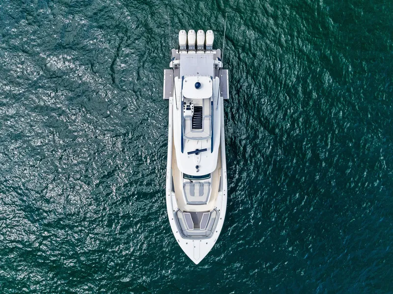 Slide: The Image of Aerial view of 2022 Scout LXF boat on open water. - 5