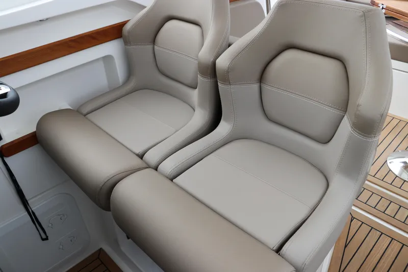 Slide: The Image of 2024 Nimbus Weekender 9 boat seats, beige leather, modern design. - 44