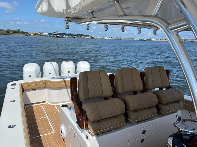 Slide: The Image of 2021 Valhalla Boatworks V-41 with luxurious seating on open water. - 19