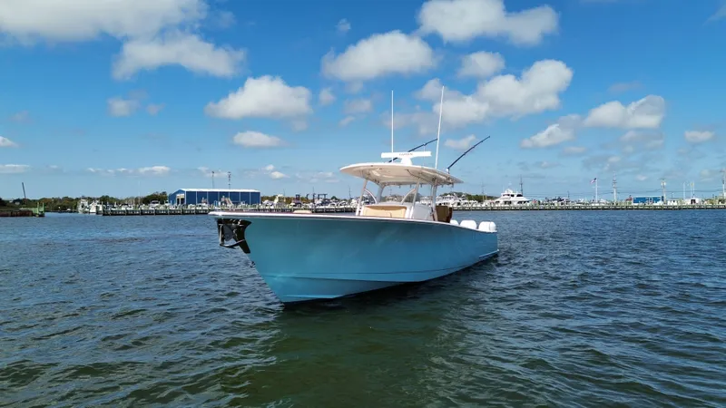 Slide: The Image of 2021 Valhalla Boatworks V-41 on water under blue sky. - 3