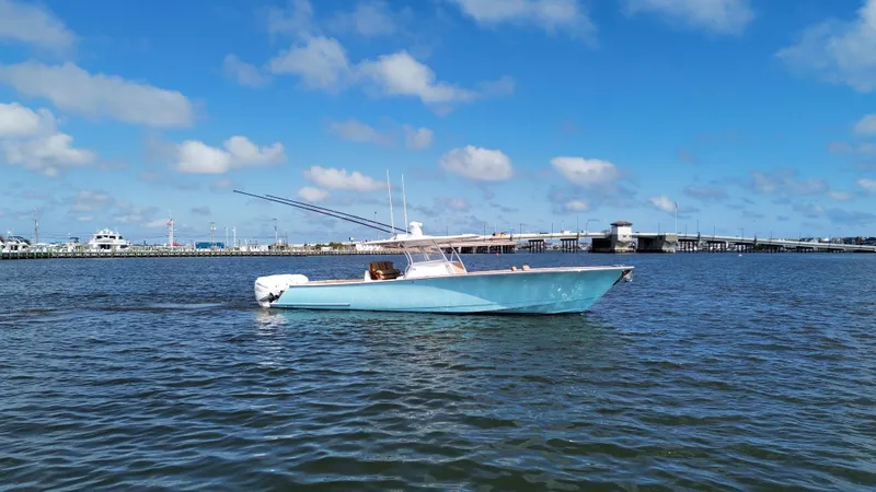 Slide: The Image of 2021 Valhalla Boatworks V-41 on calm water under blue sky. - 9