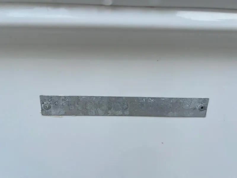 Slide: The Image of Metal plate on 2022 Clearwater 2100 Baystar boat hull. - 4