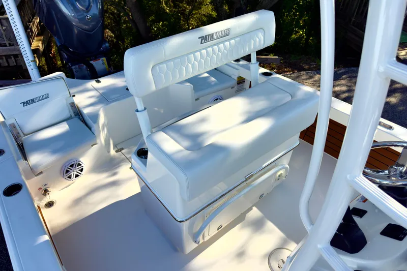 Slide: The Image of 2026 Pathfinder 2500 Hybrid boat console with steering wheel and controls. - 4