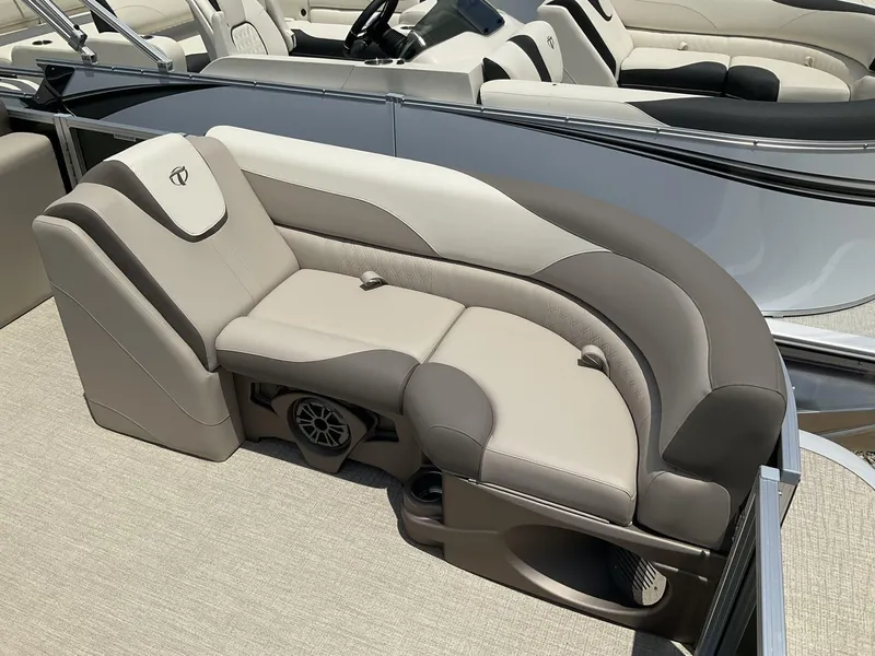 Slide: The Image of 2024 Tahoe Pontoon Boats LTZ 23 FT Versatile Rear Lounger with luxurious seating. - 8