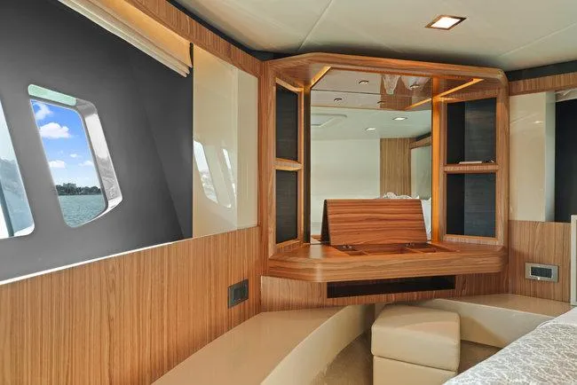 Slide: The Image of Luxurious interior of 2015 Absolute Fly yacht with elegant wood finishes and modern design. - 36