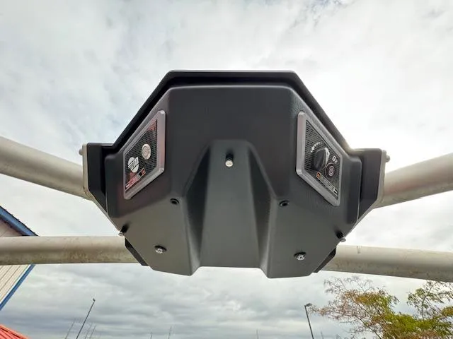 Slide: The Image of 2021 Malibu M240 boat tower speakers under cloudy sky. - 19