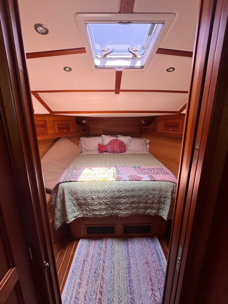 Slide: The Image of Cozy cabin interior of 2005 Sabre 38 sailboat with skylight and bed. - 15