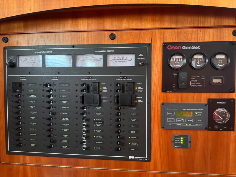 Slide: The Image of Electrical control panel on a 2005 Sabre 38 boat with Onan GenSet. - 9