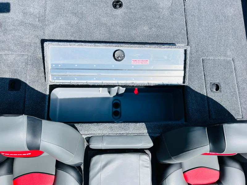 Slide: The Image of 2025 Tracker Pro Team 175 boat interior with storage compartment and seating. - 33