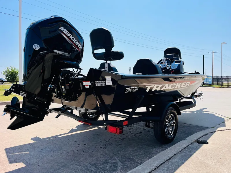 Slide: The Image of 2025 Tracker Pro Team 175 boat with Mercury engine on a trailer. - 4