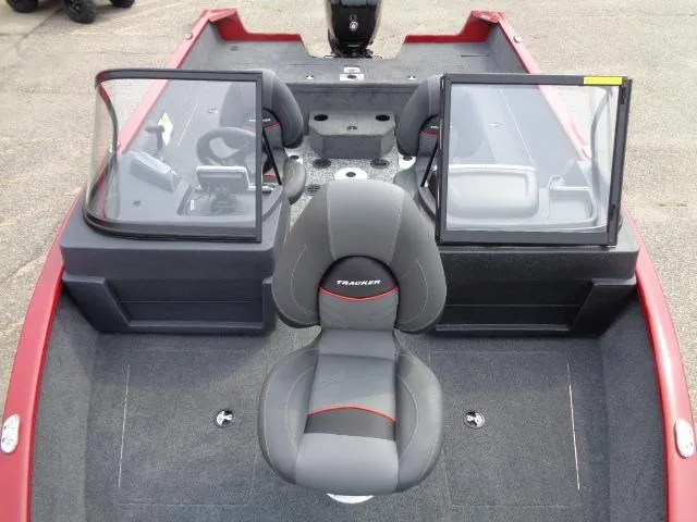 Slide: The Image of 2025 Tracker Pro Guide V-175 WT boat interior with seating and windshield. - 11