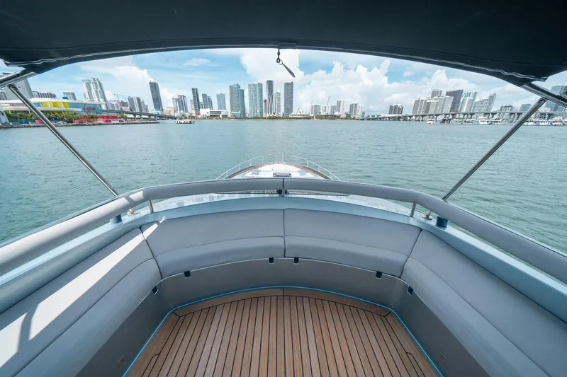Slide: The Image of Riva 76' Perseo yacht interior with city skyline view, 2017 model. - 20