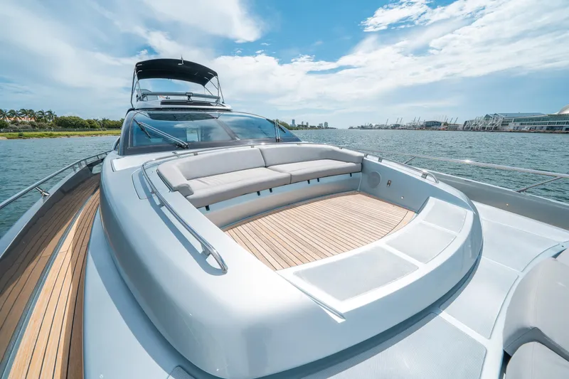 Slide: The Image of Luxurious 2017 Riva 76' Perseo yacht with spacious deck and sleek design on open water. - 24