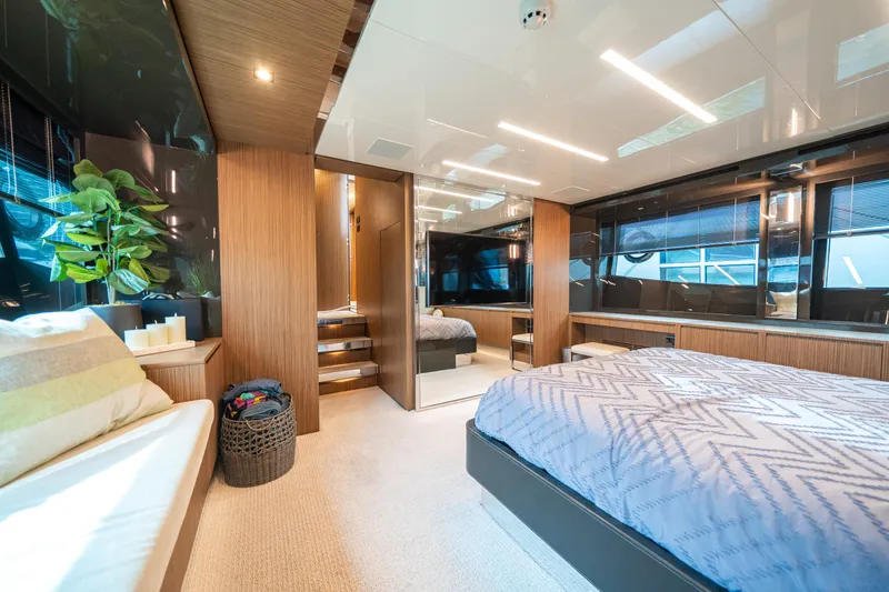 Slide: The Image of Luxurious interior of 2017 Riva 76' Perseo yacht bedroom with modern design. - 36