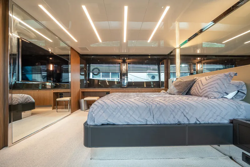 Slide: The Image of Luxurious bedroom interior of 2017 Riva 76' Perseo yacht with modern design. - 37