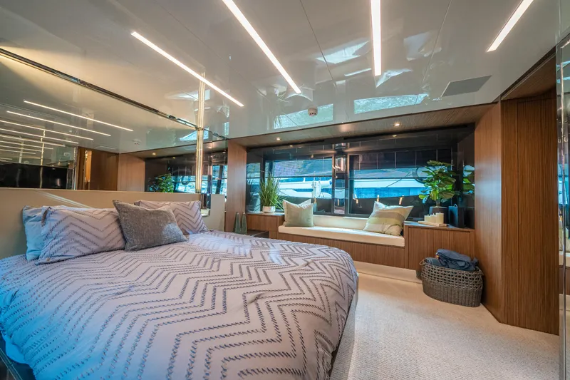 Slide: The Image of Luxurious bedroom interior of 2017 Riva 76' Perseo yacht with modern design. - 38