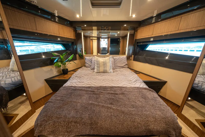Slide: The Image of Luxurious bedroom interior of 2017 Riva 76' Perseo yacht with modern design. - 43