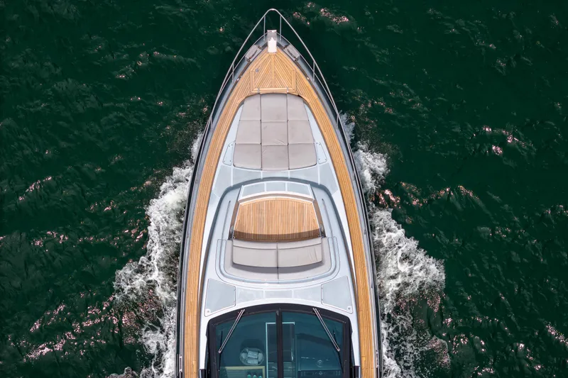 Slide: The Image of Aerial view of 2017 Riva 76' Perseo yacht cruising on water. - 6