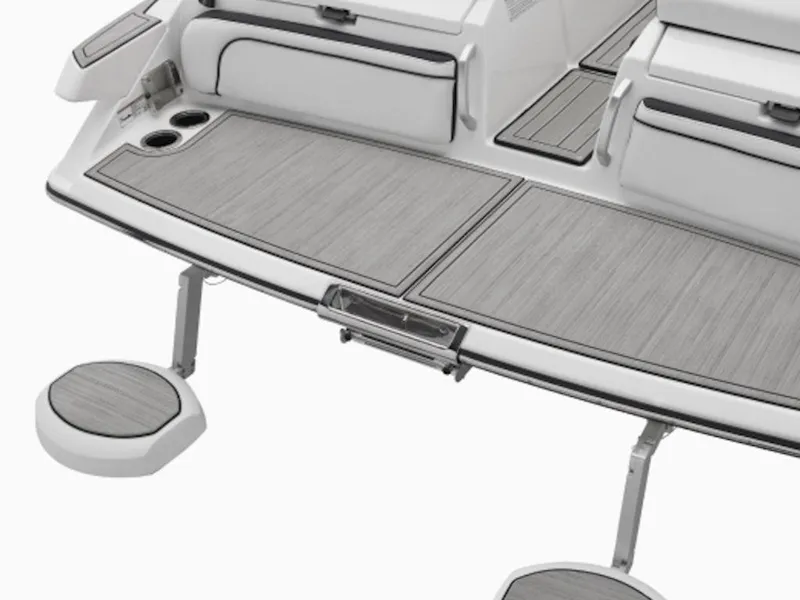Slide: The Image of 2024 Yamaha Boats 275SD swim platform with seating and cup holders. - 3