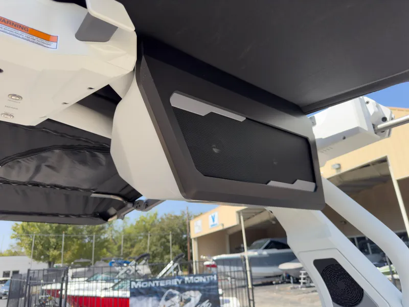 Slide: The Image of 2025 Supra SL 550 boat speaker system, close-up view. - 37