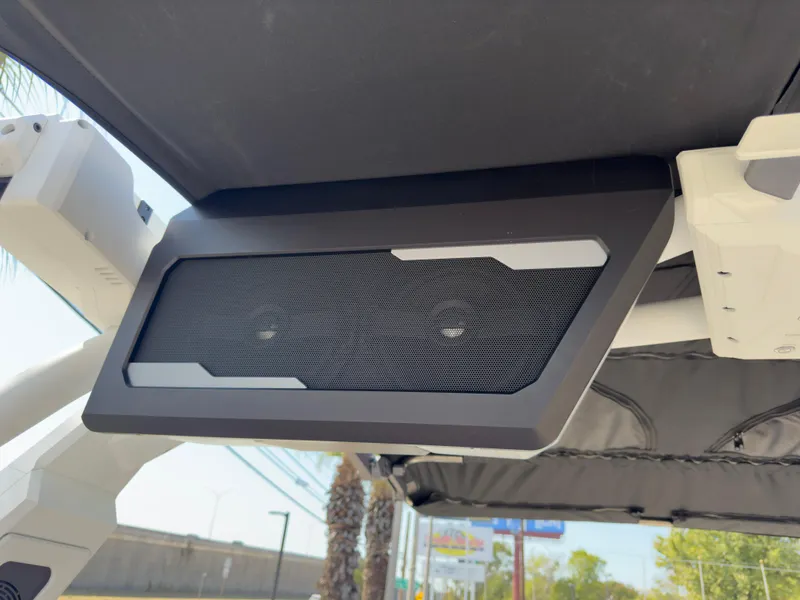 Slide: The Image of 2025 Supra SL 550 interior speaker system, modern design, close-up view. - 39