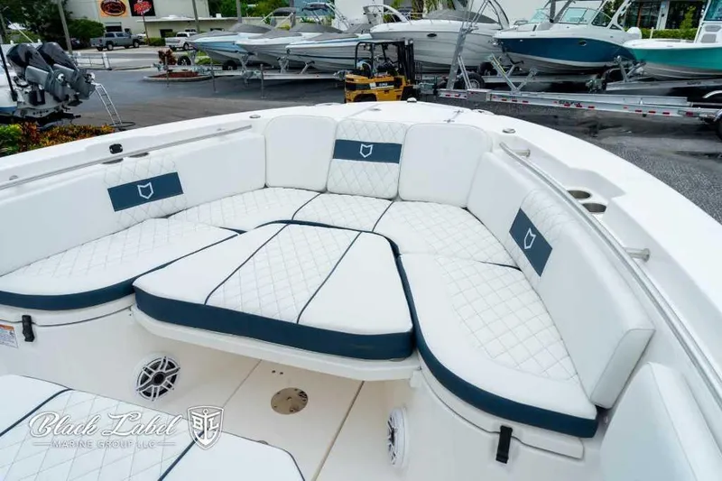 Slide: The Image of 2025 Sea Fox 288 Commander Center Console with luxurious seating and modern design. - 6