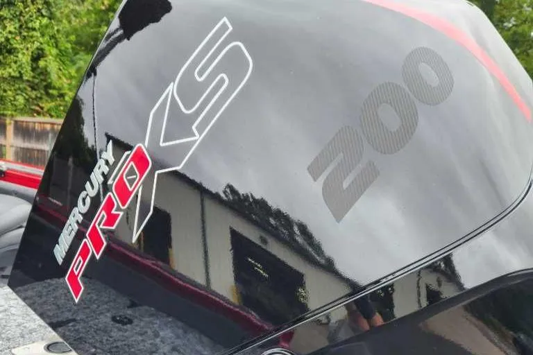 Slide: The Image of Mercury Pro XS 200 engine on 2025 Tracker Targa V-19 Combo boat. - 2