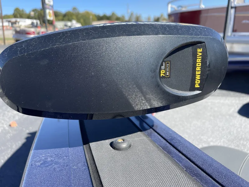 Slide: The Image of Close-up of 2025 Tracker Targa V-19 Combo PowerDrive motor. - 9