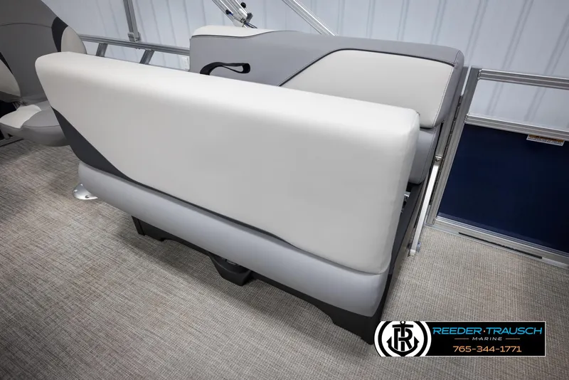 Slide: The Image of 2025 Avalon VEN RF boat seating with gray upholstery and modern design. - 21