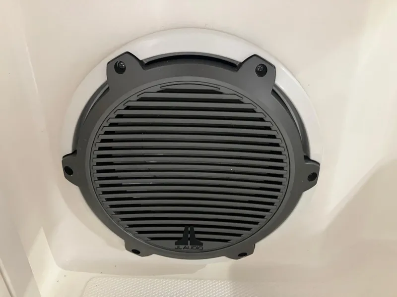 Slide: The Image of Speaker grille on 2025 Boston Whaler 325 Conquest boat interior. - 15