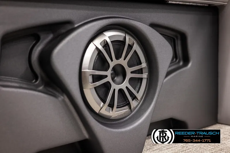 Slide: The Image of Speaker system in 2025 Avalon VEN RF boat, featuring sleek design and modern technology. - 35
