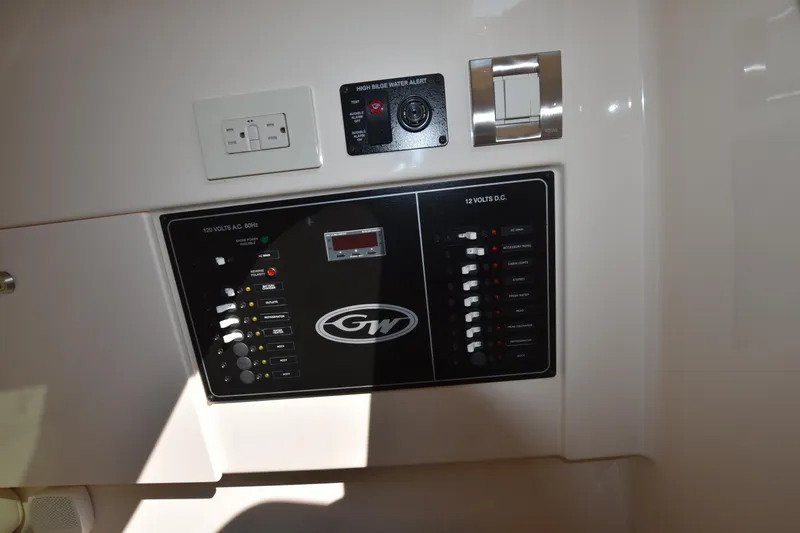 Slide: The Image of Control panel of 2019 Grady-White Freedom 325 boat interior. - 32