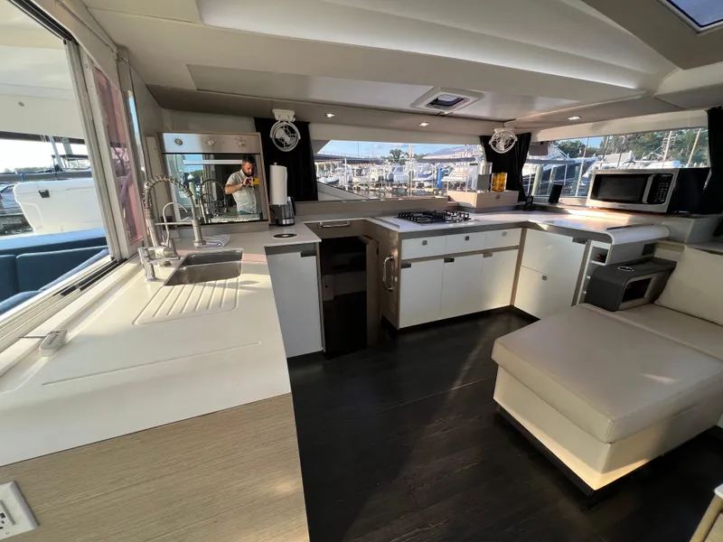 Slide: The Image of Modern kitchen interior of 2020 Fountaine Pajot Elba 45 catamaran with sleek design and appliances. - 25