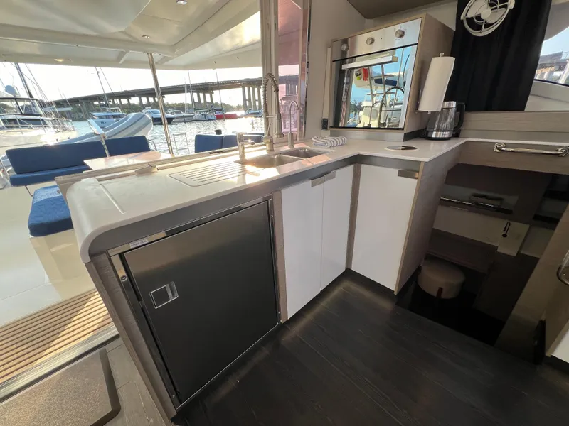 Slide: The Image of Modern kitchen interior of 2020 Fountaine Pajot Elba 45 catamaran with sleek design and appliances. - 29