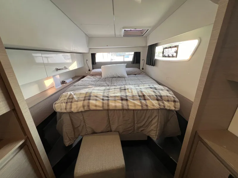 Slide: The Image of Luxurious cabin interior of 2020 Fountaine Pajot Elba 45 catamaran with cozy bed and modern design. - 37