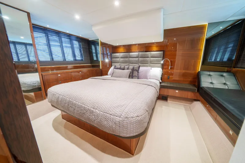 Slide: The Image of Luxurious bedroom interior of 2012 Princess Flybridge 60 Motor Yacht with modern design. - 2