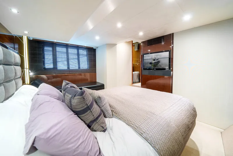 Slide: The Image of Luxurious bedroom interior of 2012 Princess Flybridge 60 Motor Yacht. - 37