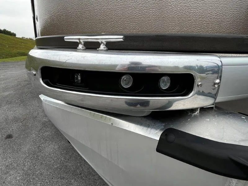 Slide: The Image of Close-up of 2021 Premier 250 Grand Majestic boat's chrome detail and lights. - 28