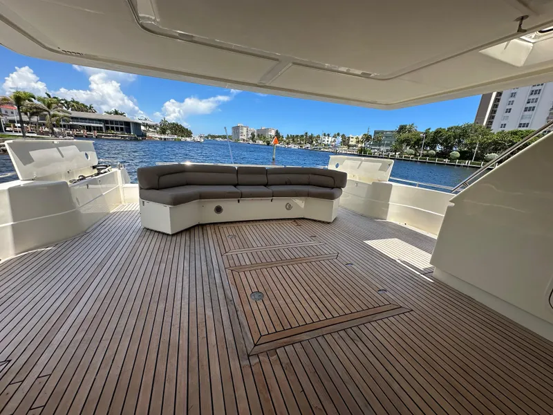 Slide: The Image of Spacious deck of 1998 Ferretti Yachts 80 with waterfront view and comfortable seating. - 35