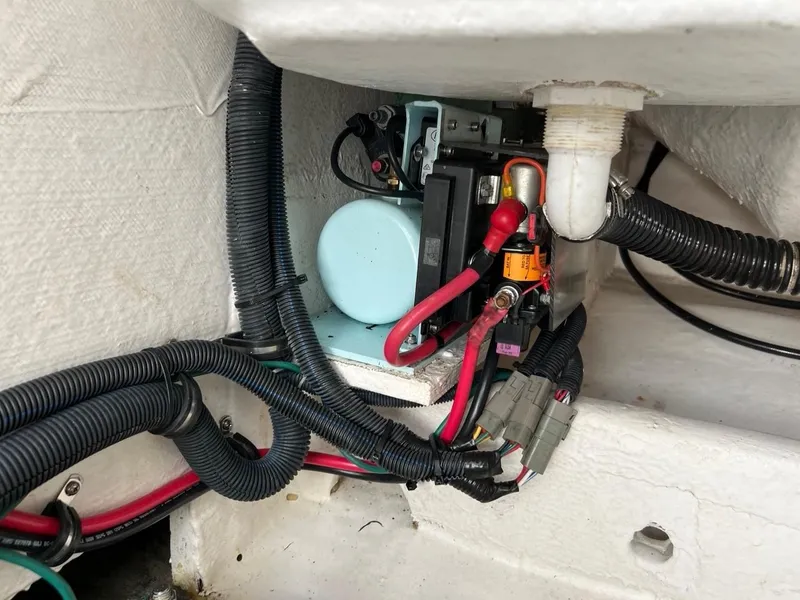 Slide: The Image of Electrical wiring and components inside a 2005 Tiara Yachts 4200 Open boat. - 20