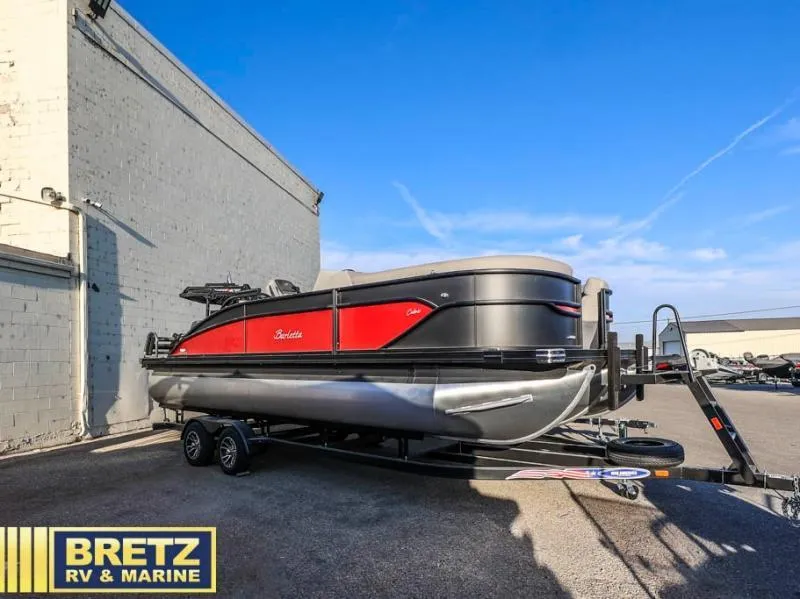 Slide: The Image of 2025 Cabrio Ultra-Lounge 22UC pontoon boat on trailer at Bretz RV & Marine. - 4