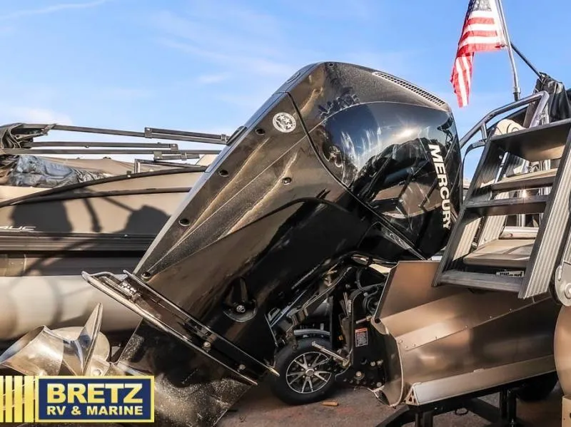 Slide: The Image of 2025 Cabrio Ultra-Lounge 22UC with Mercury outboard motor at Bretz RV & Marine. - 7