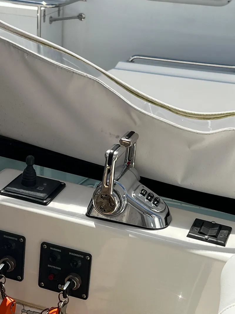 Slide: The Image of Close-up of 2005 Neptunus 62 Flybridge yacht controls and dashboard. - 19