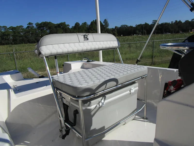 Slide: The Image of 2025 Carolina Skiff JLS Series 178JLS boat seating and console detail. - 5